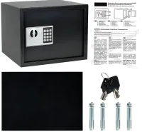 Electronic safe Malatec S8799 with 2 keys for storing money and valuables, furniture mini safe with electronic code and key Black