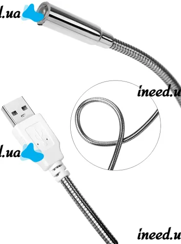 Гнучка лампа USB LED Light 35 см для підсвічування клавіатури ноутбука , портативне металеве підсвічування на гнучкій ніжці для повербанка