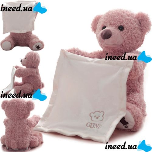 Soft Children's Toy Peekaboo Bear Teddy Bear 33 cm Musical Interactive Playing Hide-and-Seek Talking Bear from 6 Months Old Pink Peekaboo