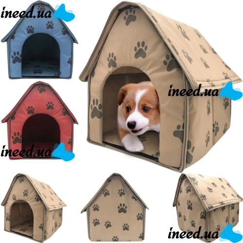 М'який будиночок для собак і кішок Portable Dog House портативна складна будка для домашніх тварин, розкладне спальне місце на флісі для вихованців
