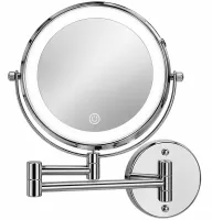 Frap F6108 20 cm Cosmetic Wall Mirror for Makeup and Shaving, Swivel Mirror with LED Lighting and 3× Magnification Wall Makeup Mirror M1002