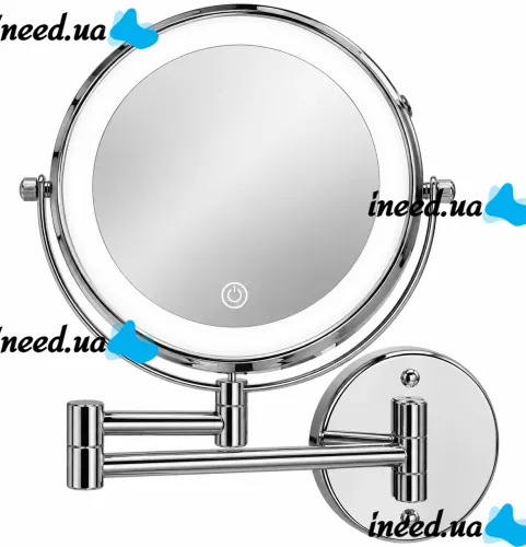 Frap F6108 20 cm Cosmetic Wall Mirror for Makeup and Shaving, Swivel Mirror with LED Lighting and 3× Magnification Wall Makeup Mirror M1002