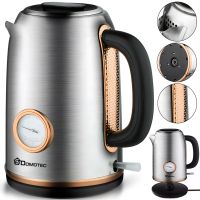 Electric kettle Domotec MS-7849 for 1.7L tabletop disk electric kettle Domotec 2200W with thermometer and automatic unplugging