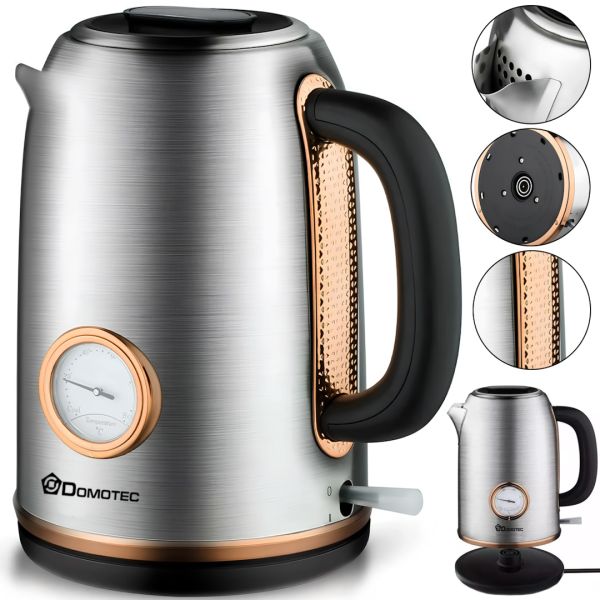Электрический чайник Domotec MS-7849 на 1.7л настольный дисковый электрочайник Домотек 2200W с термометром и автоматическим отключением от сети
