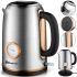 Electric kettle Domotec MS-7849 for 1.7L tabletop disk electric kettle Domotec 2200W with thermometer and automatic unplugging
