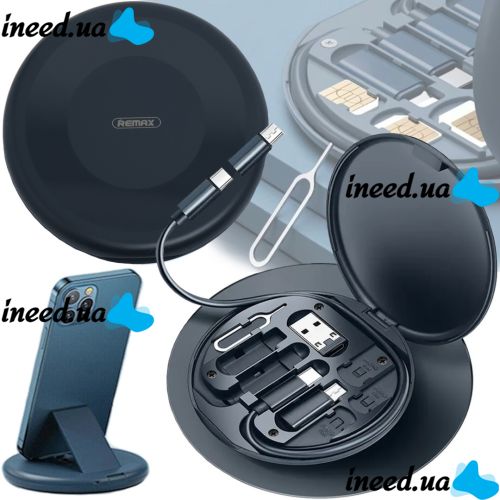 Кабелі для передачі даних Remax Data Cable Set Storage Box XL-722 комплект перехідників для зарядки телефону USB Type - C microUSB Lightning RC-190