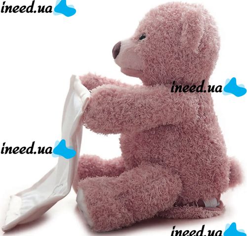Soft Children's Toy Peekaboo Bear Teddy Bear 33 cm Musical Interactive Playing Hide-and-Seek Talking Bear from 6 Months Old Pink Peekaboo