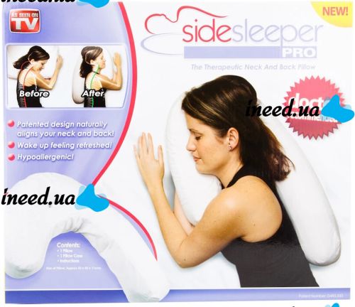 Ергономічна ортопедична подушка для сну side Sleeper Pro гіпоалергенна U-подібна бічна подушка з отвором для вух Сайд Сліпер Про