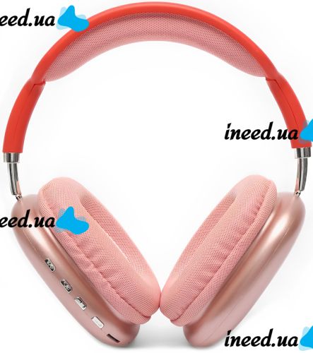Накладні бездротові навушники Bluetooth Macaron P9 Max з AUX повнорозмірні блютуз стереонавушники зі слотом карти пам'яті MicroSD, TF Card червоні