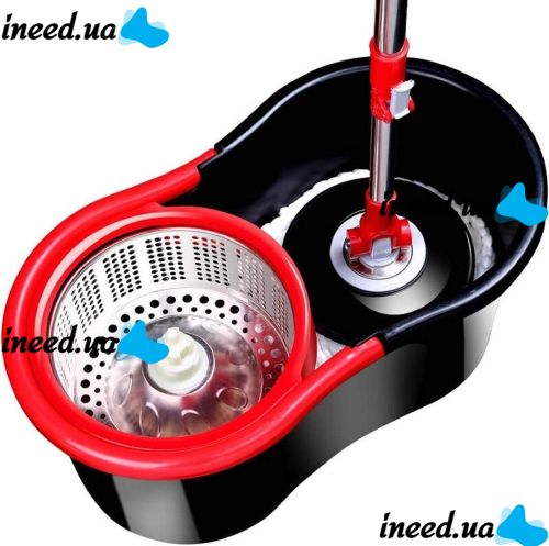 Комплект швабра з турбо віджимом і відром Spin Mop 360 10 л набір для прибирання та миття підлоги Magic Mop телескопічна швабра з насадкою з мікрофібри