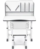 Bambi JU-5129 Convertible Children's Desk and Chair Set—Height-Adjustable Desk and Chair with Shelves and Backpack Holder, 26X-158, Gray