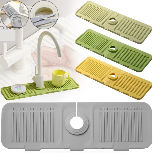 Силиконовый коврик для раковины Drain Mat LY-692 противоскользящая подкладка брызговик на мойку под кухонный смеситель со сливом для воды