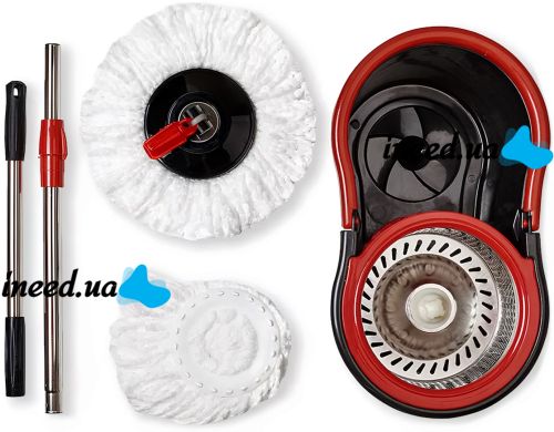 Комплект швабра з турбо віджимом і відром Spin Mop 360 10 л набір для прибирання та миття підлоги Magic Mop телескопічна швабра з насадкою з мікрофібри