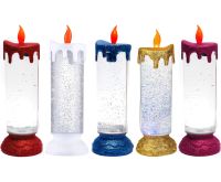 Нічник Свічка Romantic Candle H-86 декоративна Масляна Свічка зі снігом і блискітками, світильник зі світлодіодним LED підсвічуванням на батарейках RGB
