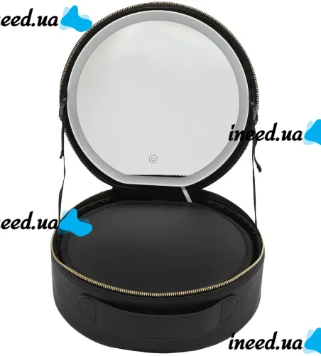 Органайзер для зберігання косметики Niceland YB-032 з LED дзеркалом і ручкою для перенесення, дорожня водонепроникна косметичка, б'юті кейс Чорний