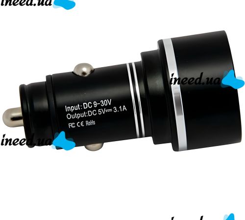 Автомобільний зарядний пристрій з вольтметром Car Charger HZ HC7 3.1 A, Адаптер для зарядки 2xUSB в прикурювач, Автозарядка з екраном Чорний