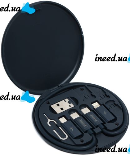 Кабелі для передачі даних Remax Data Cable Set Storage Box XL-722 комплект перехідників для зарядки телефону USB Type - C microUSB Lightning RC-190