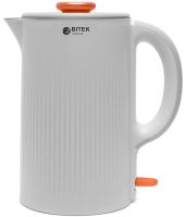 Электрический дисковый чайник Bitek BT-7848W на 2 л 1500W настольный кухонный электрочайник Битек BT7848W с автоотключением и поворотом на 360° Белый