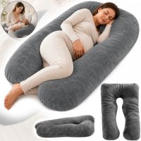 Momcozy Pregnancy Pillow PP101 80x120 cm—an orthopedic pillow for pregnant women, U-shaped for sleeping and relaxing, with back and belly support—Gray