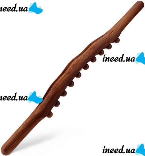 Дерев'яний масажер для тіла Wood Therapy Massage XL-900 ручний акупунктурний валик, скребок Гуаша для зняття болю в м'язах 20 масажних точок 58 см
