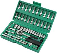 Набір ключів з тріскачкою для авто 46 інструментів Tool Set в кейсі комплект автоінструментів головок біт для машини в пластиковій валізі 24Х12. 5 см