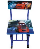 Bambi Disney Cars B-43507 Children's Desk and Chair Set: Lightning McQueen, Height-Adjustable Desk and Chair with Bookrest, Blue