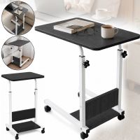 Dujeff HN-640 Bedside Coffee Table on Wheels—Side Table with Rectangular Top and Adjustable Height, 60 x 40 x 80 cm, Gray