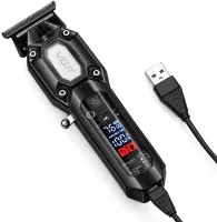 VGR V-900 5W Cordless Hair Clipper—a cordless men's trimmer for trimming beards and mustaches, featuring interchangeable attachments and a USB display