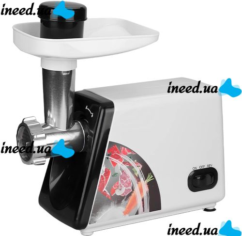 Kitchen electric meat grinder Bitek BT-3367 3200W with sausage and kebbe nozzles and pusher, Household electric meat grinder Vitek 3200W White