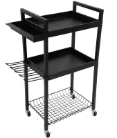 Carro MZY-857 3-tier tool cart, metal organizer rack on wheels for storing power tools and accessories