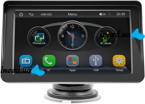 Автомобільний сенсорний монітор Carplay CJ-PTC208 7 " портативний екран на присоску 1024х600 дисплей на лобове скло в машину CarPlay IOS Android