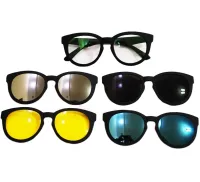 Universal Sunglasses anti-glare Magic Vision 5 in 1 with Interchangeable Lenses on magnets, Polarized Glasses with Magnetic Interchangeable Lenses