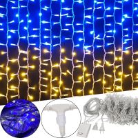 Indoor LED Garland Waterfall Flag of Ukraine 2x2 m 160 LED Diodes Blue Yellow Patriotic Garland Curtain Xmas 8 Modes from USB