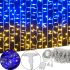 Внутрішня Світлодіодна гірлянда Водоспад прапор України 2x2 м 160 LED діодів синьо жовта, Патріотична гірлянда штора Xmas 8 режимів від USB