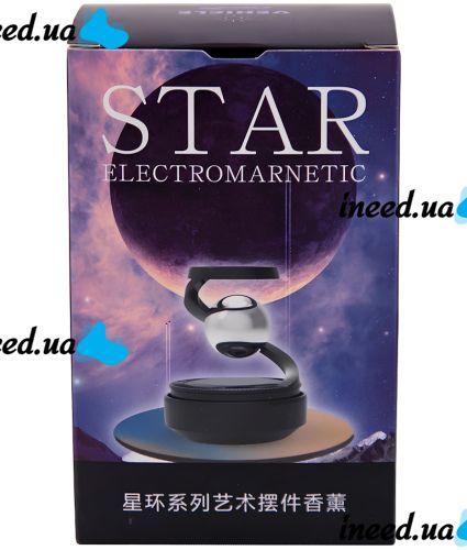 Car Fragrance Star Electromarnetic Solar Freshener AND 5309 levitating solar-powered ball, freshener diffuser on the car dashboard
