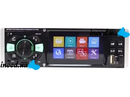Car stereo 1DIN Pioneer 4051AI with 4.1" inch display and remote control, Pioneer Car Player with phone holder MP3 USB SD Bluetooth Black