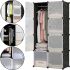 Складной шкаф органайзер для вещей Storage Cube Cabinet MP-28-51 76Х37Х146 см пластиковая тумба на 8 секций полочка для одежды и обуви Черная MP28-51
