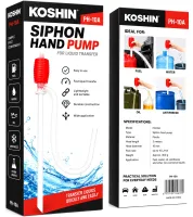 Koshin PH-10A Siphon Hand Pump for transferring fuel and liquids at a rate of up to 10 L/min; suction bulb for draining and transferring water, 200 cm