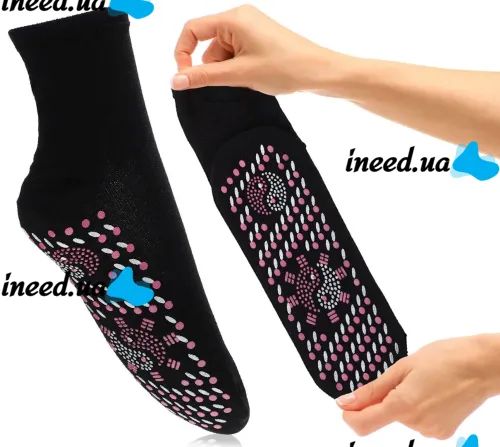 Турмалиновые согревающие носки Hot Care WZ-022 носочки с массажной подошвой и эффектом тепла от боли, усталости и отеков Health Sock 37-42 Черные