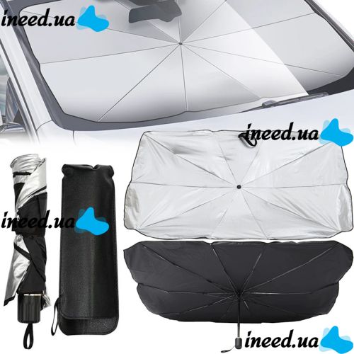 Car Reflective Curtain Umbrella Car Umbrella Sunshade 120x70 cm Windshield Visor for Sun Protection in Cars Black