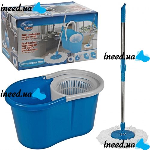 Комплект швабра с самоотжимом и ведром Magic Mop 360 (Меджик Моп) телескопическая швабра с Spin Mop с насадкой из микрофибры Easy Mop 360, Rotary Mop