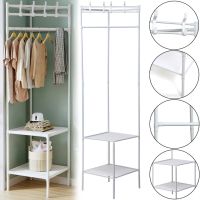 Кутова вішалка для одягу Corner Coat Rack TM2-202 вертикальна стійка з гачками для зберігання речей і двома полицями для взуття 170х43 см White