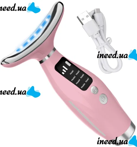 Neck Beauty Device HY69 7 modes myostimulator for face and neck skin tightening and lifting with display and back light