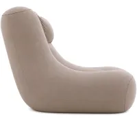 Inflatable Lounge Chair DL-484 (up to 115 kg) for Relaxation—Single-Seater Frameless Sofa with Headrest, 115×96×75 cm, Beige