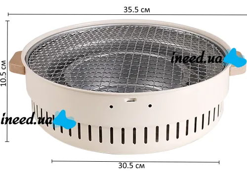 Бездимний круглий гриль з решіткою Stove NO.898 30 см для барбекю, Вугільна складна кругла піч для смаження м'яса, риби та овочів для кемпінгу