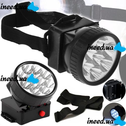 Налобний ліхтар на голову Bright Light Lamp 1396 7 LED ламп з кріпленням гумкою на лоб, портативний світлодіодний ліхтарик на батарейках 100LM Чорний