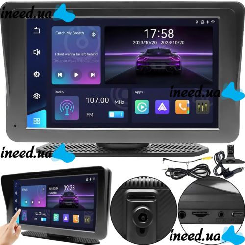 Автомобільний сенсорний монітор екран Carplay 701w 7 " дюймів дисплей, Бездротова Автомобільна Bluetooth стереосистема FM IOS Android на присоску