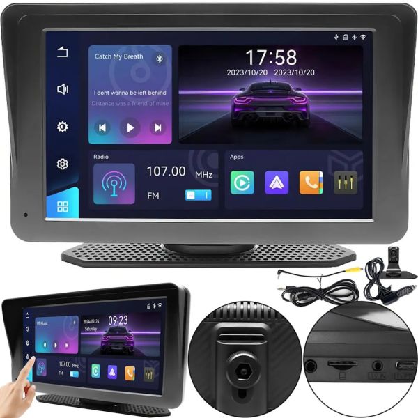 Автомобильный сенсорный монитор экран Carplay 701W 7" дюймов дисплей, Беспроводная автомобильная Bluetooth стереосистема FM IOS Android на присоске