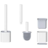 Toilet brush with a flexible silicone flat brush for cleaning the toilet bowl NJ-497 White with wall mounting, hinged brush 10 x 4.5 x 36 cm