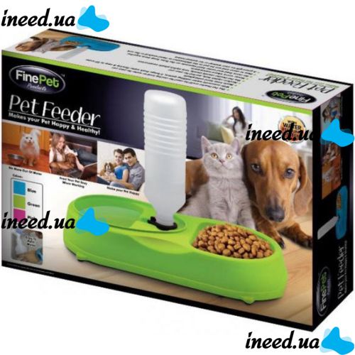 Миска для собак і котів Pet Feeder з поїлкою 2 в 1, автоматична Пластикова годівниця для домашніх тварин c дозатором, диспенсером для води